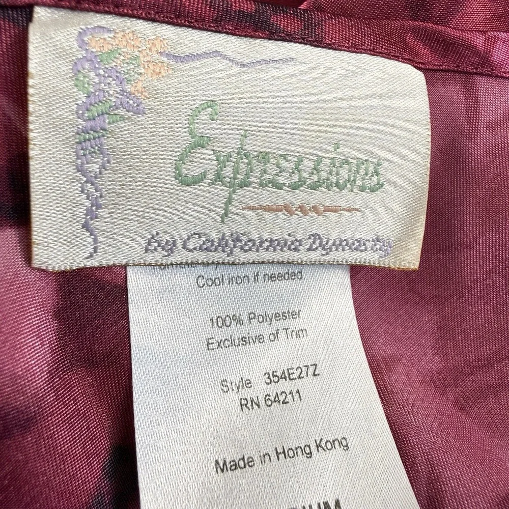 VTG Expressions Floral Satin Camisole Top Lace Trim Y2K Lingerie Pink M Slip - Picture 6 of 13